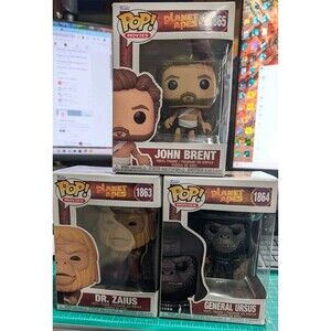 Funko Pop! Planet of the Apes Set Of Dr Zaius, General Ursus, John Brent-damage